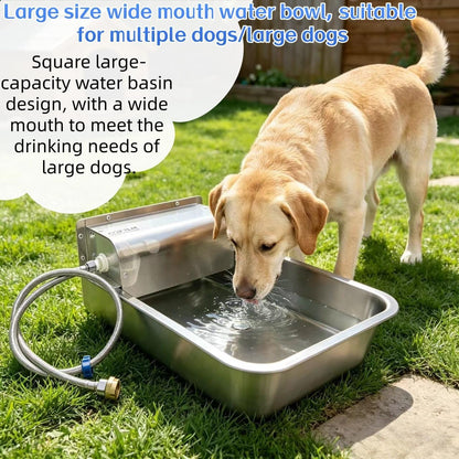 Automatic Dog Water Dispenser,Wide Mouth Design,Water Level Control | 11L Stainless Steel Outdoor Dog Water Bowl,With Float Valve Auto Refill for Dogs, Alpacas & Livestock,With 3/4" Brass Adapter4