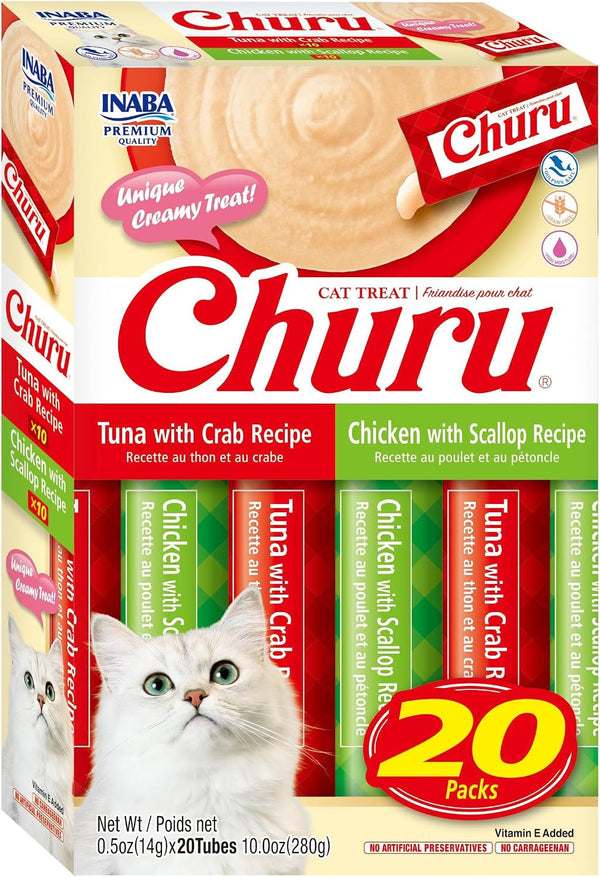 INABA Churu Cat Treats, Lickable, Squeezable Creamy Purée Cat Treat with Vitamin E, 0.5 Ounces Each Tube, 20 Tubes, Tuna & Chicken Variety11