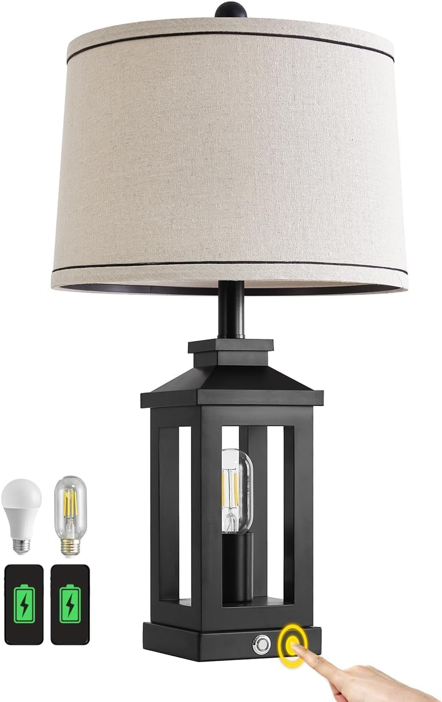 23-75-retro-farmhouse-black-table-lamp-for-living-room-bedroom-nightstand-touch-control-bedside-nightlight-vintage-modern-lamp-with-usb-c-a-ports-and-2-light-sources-rustic-lamp-bulbs-included