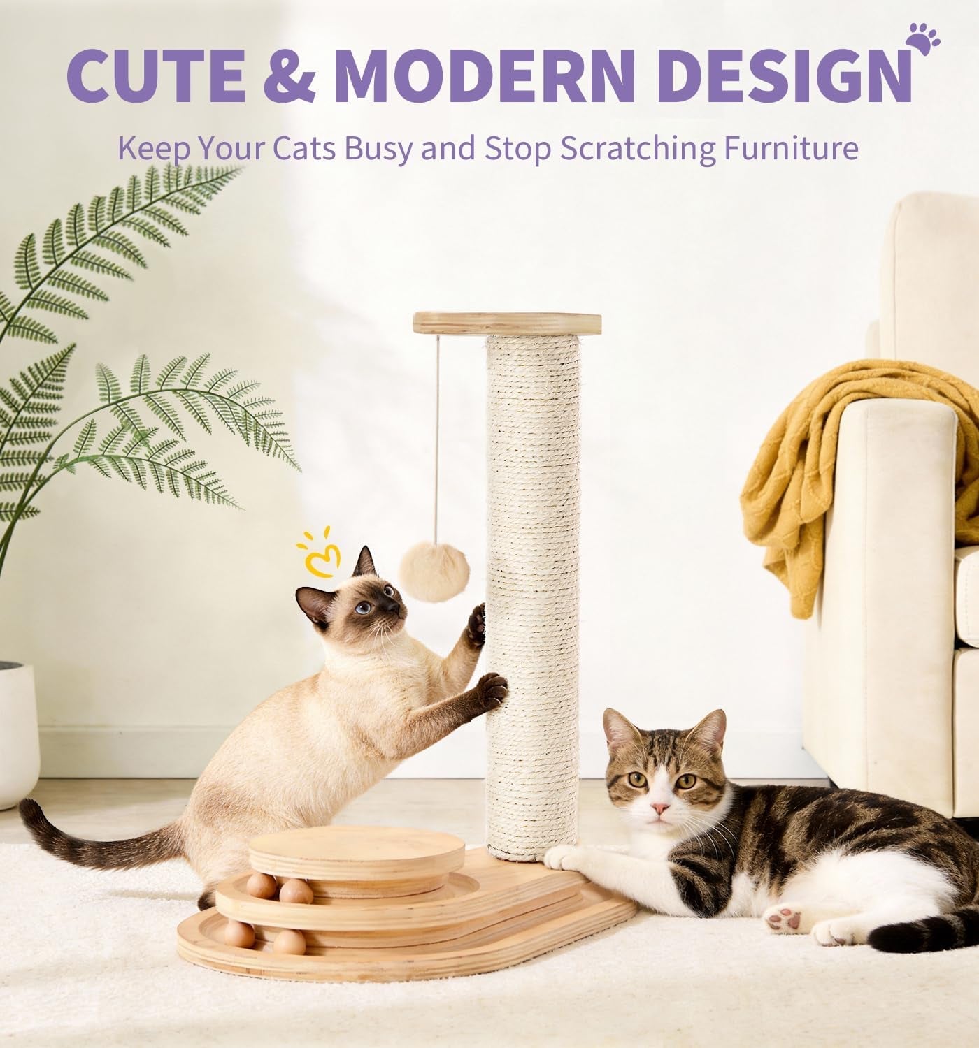 made4pets-kitten-toy-scratching-post-for-indoor-cats-with-ball-track-interactive-cat-scratching-post-with-natural-sisal-rope-rolling-ball-track-and-durable-plywood-base-modern-home-decor