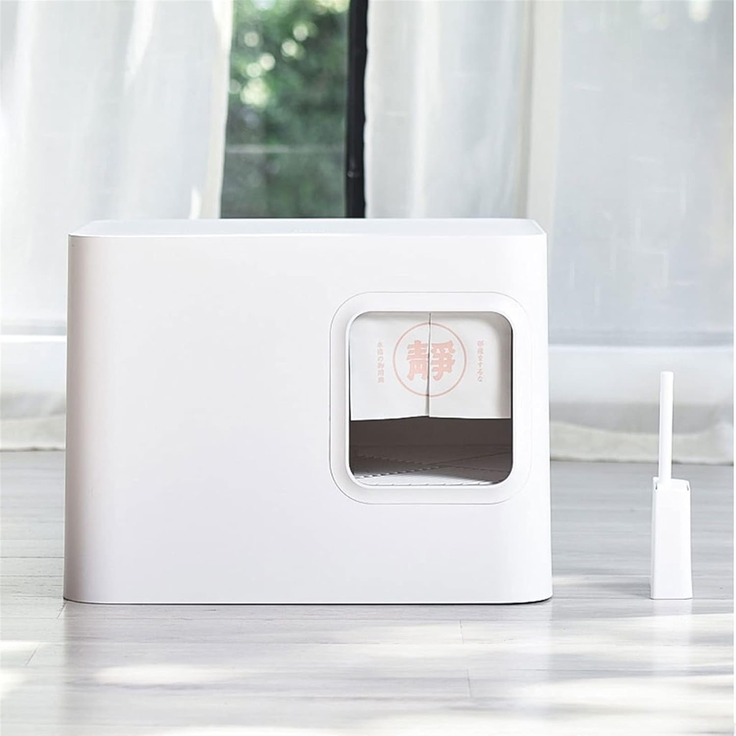 dog-potty-training-toilet-cat-litter-tray-fully-enclosed-japanese-style-box-toilet-kitten-anti-splash-and-deodorant-corridor-pet-with-curtain-pink-and-whitea