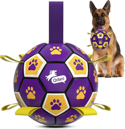 QDAN Dog Toys Dog Balls, 6 Inch Dog Soccer Ball with Straps, Herding Balls | Dog Birthday Toy, Balls for 20-40Lbs Dogs, Outdoor Puppy Toys to Keep Them Busy, Interactive Toy for Tug, Pool Water Toy Ball12