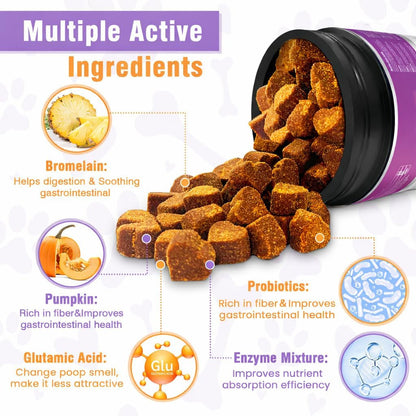 200 Chews No Poo Chews-No Poop Eating Deterrent for Dog-Coprophagia Deterrent for Dogs-Prevent Stop Dogs from Eating Poop Supplement with Digestive Enzymes&Probiotics-Breath Freshener-Chicken3