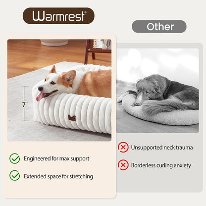 Cute Dog Bed for Small Dogs & Cats,Washable Fluffy Cat Beds for Indoor Cats, Rectangle Orthopedic Memory Foam Puppy Beds with Anti-Slip Bottom, 20 X19 X 7 Inches, Cream(20X19X6Inchs)4