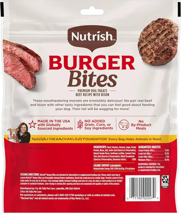 Nutrish Burger Bites Dog Treats, Beef Recipe, 12 Oz. Pouch (Rachael Ray)10