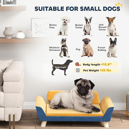 Pawhut Dog Sofa Bed, Pet Couch for Small Dogs with Soft Cushion, Removable Washable Cover, Elevated Dog Bed Couch with Anti-Slip Foot Pads, Orange | Pet Sofa, Removable Washable Cover, Elevated Pet Bed Couch, Anti-Slip Foot Pads3