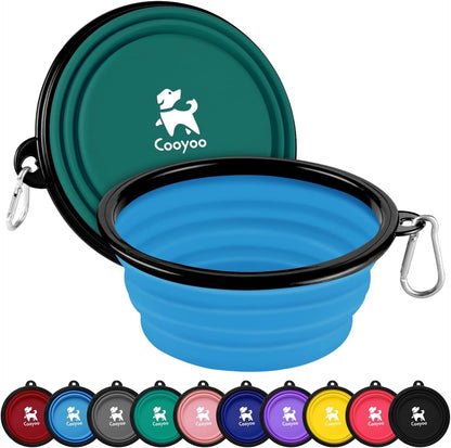 COOYOO Collapsible Dog Bowl,2 Pack Collapsible Dog Water Bowls for Cats Dogs,Portable Pet Feeding Watering Dish for Walking Parking Traveling with 2 Carabiners8