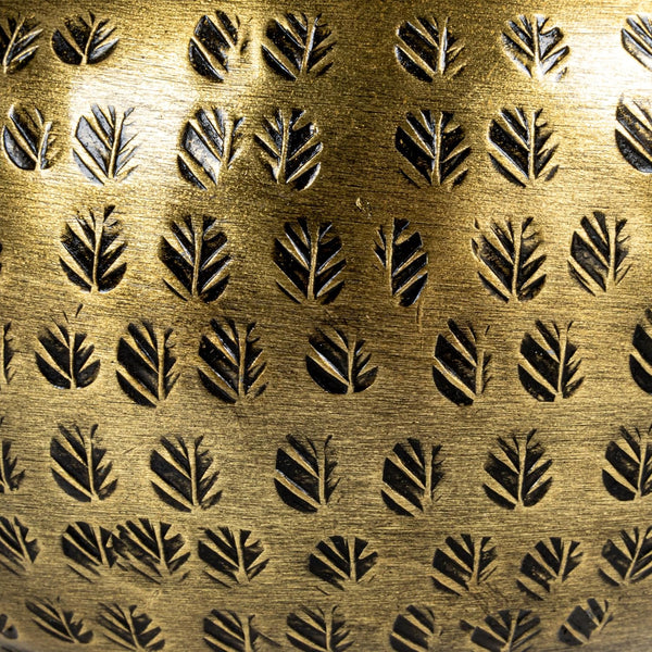 Round Hammered Metal Container with Bird Finial, Brass Finish4