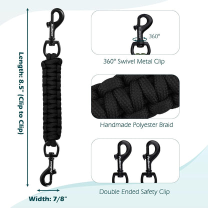 Petbonus Dog Collar Safety Clip, Handmade Prong Collar to Harness Connector | Dog Leash Backup Safety Strap, Escape Proof, Double Ended Clasp, Lead Connector for Pinch Collar, Harness (Black)2