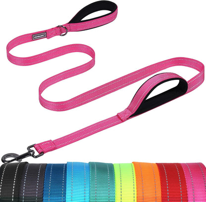 VIVAGLORY Double Handle Dog Leash Twingrip, 6Ft X 1In, Navy | Dog Leash for Collar with Traffic Handle & 2 Loop for Walking & Training, Traffic Control Reflective Heavy Duty Puppy Pet35