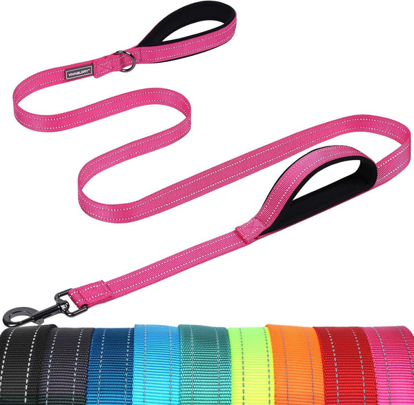 VIVAGLORY Double Handle Dog Leash Twingrip, 6Ft X 1In, Navy | Dog Leash for Collar with Traffic Handle & 2 Loop for Walking & Training, Traffic Control Reflective Heavy Duty Puppy Pet35