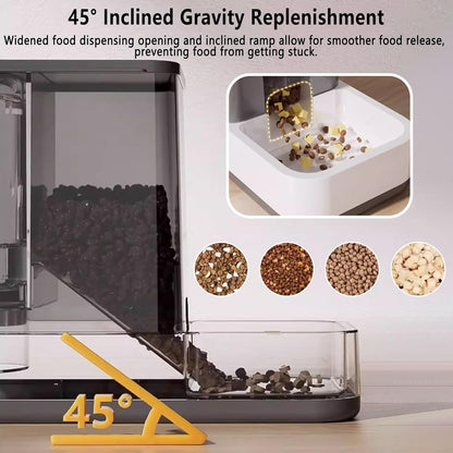 Kathson Gravity Cat Food and Water Dispenser Automatic Dog Feeder Waterer 2 in 1 Auto Pet Food and Water Bowl Set Self Feeding for Puppy Kitten，Grey5