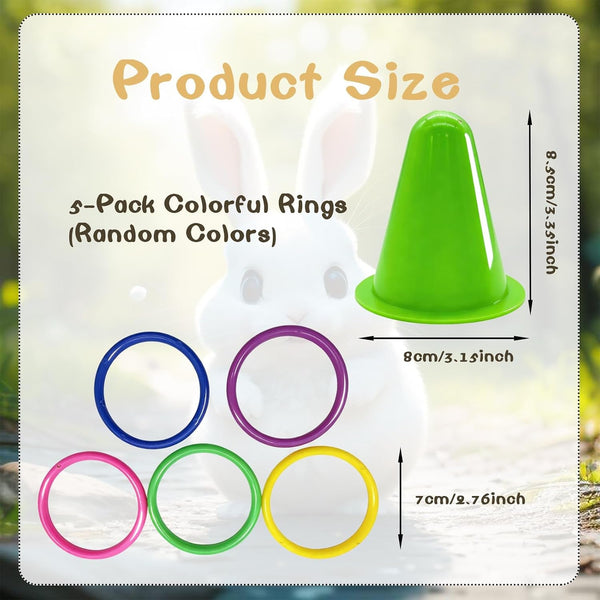 Rabbit Training Ring Toy, Puzzle Toy for Bunnies, Stacking Cups for Rabbits with 5 Rings Random Color for Small Animals Playing Indoor Outdoor2