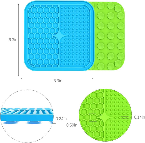 Mateeylife 2PCS Small Lick Mat for Dogs and Cats, Licking Mats for Dog Anxiety Relief, Cat Peanut Butter Lick Pad for Boredom Reducer, Dog Treat Mat Perfect for Bathing Grooming Blue&Green6