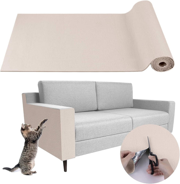 LSGCQ Cat Scratch Mat Self Adhesive Cat Scratch Furniture Protector | Self Adhesive Cat Scratching Mat Replacement for Cat Tree Post Couch Wall Furniture Protector (39.3" X 15.8", Light Gray)7