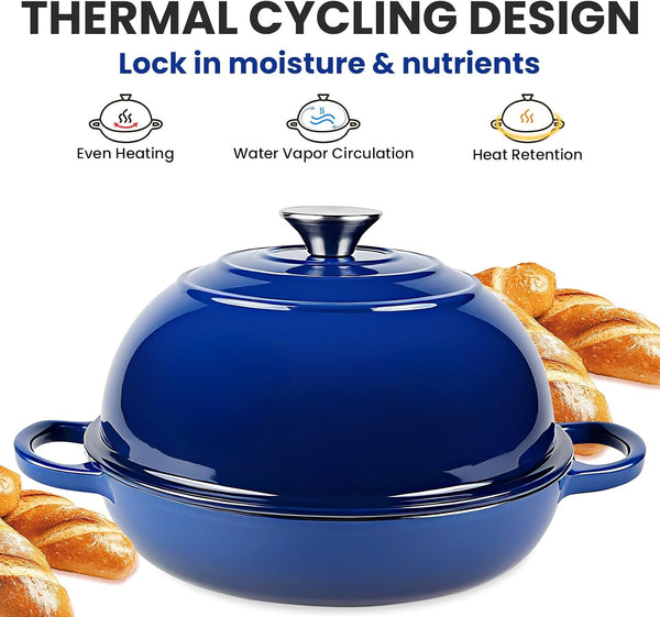 Dutch Oven for Bread Baking, Bread Oven, Enameled Cast Iron Dutch Oven, Bread Pot with Dome Lid, Oven Safe up to 500°F, 6 Quart, Blue5