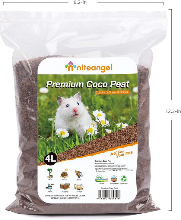 Niteangel Natural Coco/Cork Hamster Bedding: 4L Absorb Odors & Low Dust | Encourages Digging & Burrowing Instinct - Pet Litter for Dwarf Syrian Hamsters Gerbils Mices Degus or Other Small Animal6