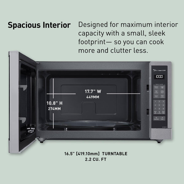Panasonic Microwave Oven, Stainless Steel Countertop/Built-In Cyclonic Wave with Inverter Technology and Genius Sensor, 2.2 Cu. Ft, 1250W, NN-SN97JS (Silver)5