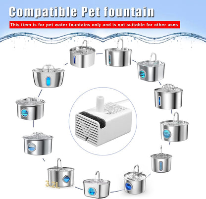Cat Water Fountain Pump Replacement JY-830 Submersible Motor | Cat Fountain Pump Replacement,Fountains Pump for Stainless Steel Cat Dispenser,Ultra Quiet Dog Drinking Fountain Pump2