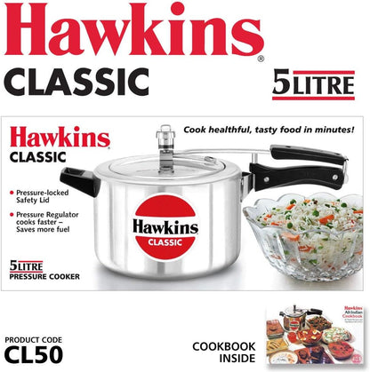 Aluminium 5 Litre Classic Pressure Cooker, Best Inner Lid Cooker, Silver (Cl50)2
