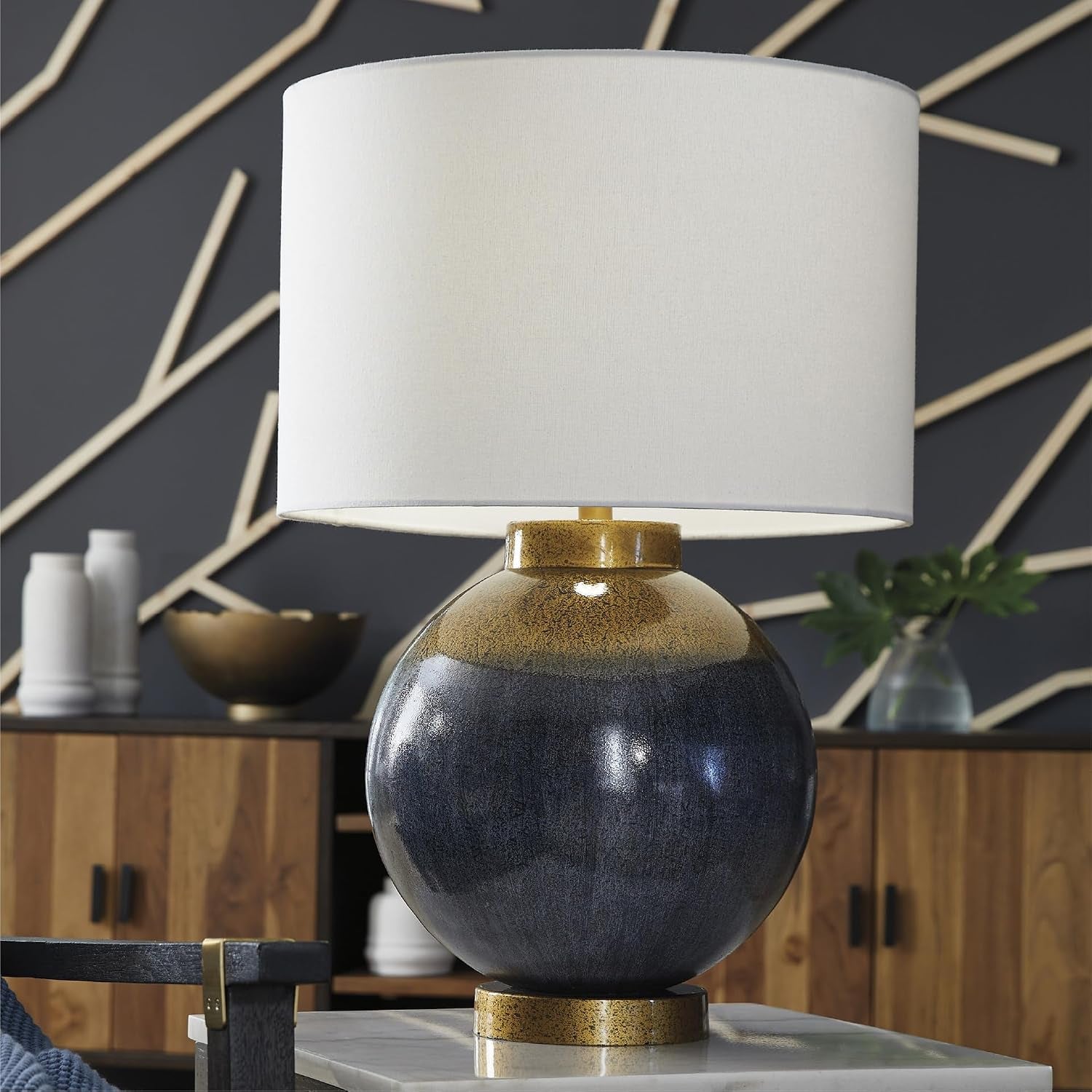 signature-design-by-ashley-table-lamp-retro-blue-with-gold-base-dark-fabric-drum-shade-over-a-gold-table-lamp-base-with-3-way-switch-tall-table-lamps-for-living-room-adara-series