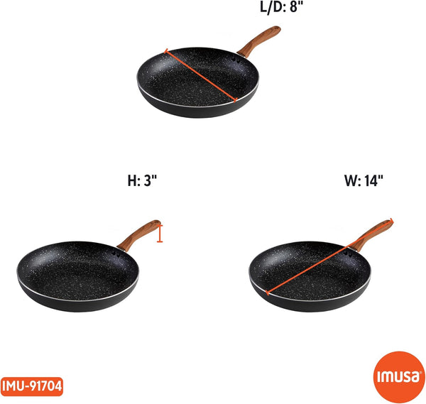 USA Woodlook 8" Black Stone Fry Pan Handle and Speckled Nonstick Interior, 8" | Ideal for Stir-Frying, Great for Everyday Cooking7