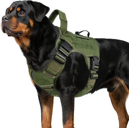 WINGOIN Tactical Dog Harness for Large Dogs, Heavy Duty No Pull Dog Harness with Handle, Adjustable Reflective Military K9 German Shepherd Big Size Dog Vest for Walking, Training, Hunting, Green (L) | with Handle,Adjustable Reflective,Green Military K9 Style,Big Size Dog Vest,For German Shepherd,For Walking Training Hunting11