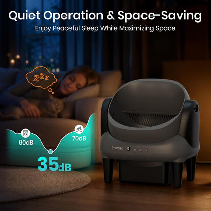 Invengo Automatic Self-Cleaning Cat Litter Box, Open Top Design with Safety Sensors and Anti-Pinch Protection, Smart Automatic Litter Box for Small & Medium Cats and Multi-Cat Homes, Charcoal Grey6