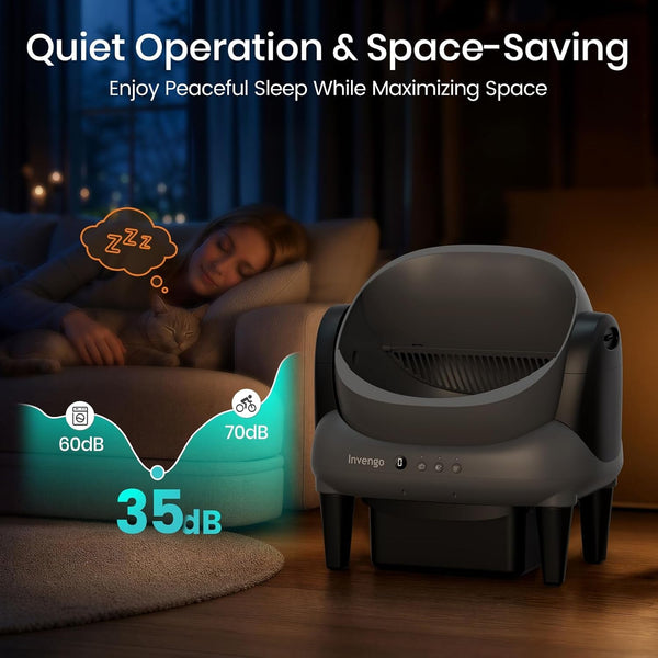 Invengo Automatic Self-Cleaning Cat Litter Box, Open Top Design with Safety Sensors and Anti-Pinch Protection, Smart Automatic Litter Box for Small & Medium Cats and Multi-Cat Homes, Charcoal Grey6
