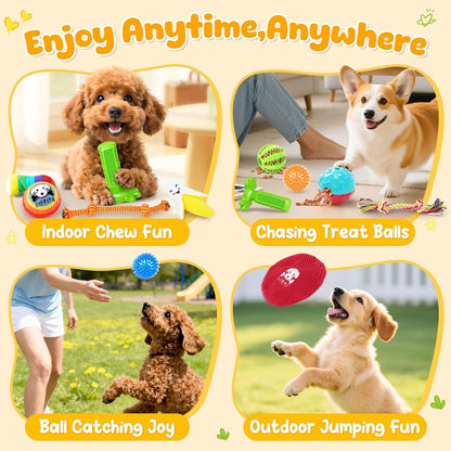 KIPRITII 25 Pack Various Dog Toys Set – Ideal for Teething, Entertainment & Interactive Play, Includes Puppy Toys, Rope Toys, Treat Balls and Squeaky Dog Toys3
