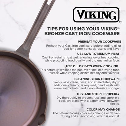 Viking Nonstick 5 Quart Dutch Oven with Self-Basting Lid, Bronze Cast Iron Cookware Pot, Made without PFAS, Induction Compatible, Oven Safe to 500F6