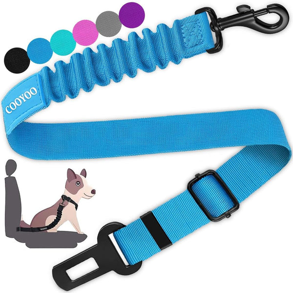 COOYOO Dog Seat Belt, Durability Retractable Dog Car Harness Adjustable Dog Seat Belt for Vehicle Nylon Pet Safety Seat Belts Heavy Duty & Elastic (1 Pack Black)16