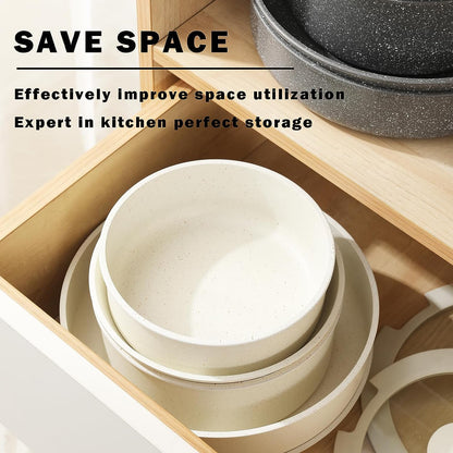 Gray Non Stick Pot and Pan Set with Removable Handle, Ceramic Cookware Set Detachable Handle, 5Pcs Induction Kitchen Camping Stackable Pots Pans, Dishwasher/Oven Safe, PTFE/PFAS/PFOA Free7