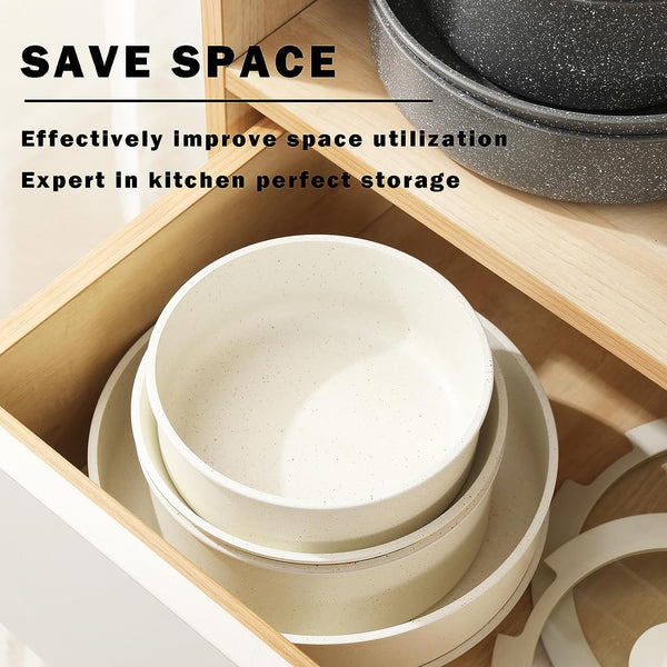 Gray Non Stick Pot and Pan Set with Removable Handle, Ceramic Cookware Set Detachable Handle, 5Pcs Induction Kitchen Camping Stackable Pots Pans, Dishwasher/Oven Safe, PTFE/PFAS/PFOA Free7
