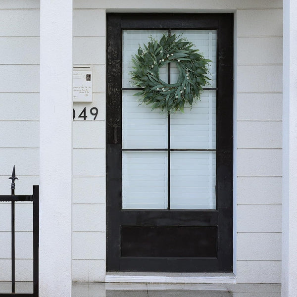 26" Large Artificial Eucalyptus Wreath with Seeds for Front Door(Green) | 3 Different Shape of Eucalyptus Leaves, Realistic Fake Wreath, for Window/Farmhouse/Porch/Home/Holiday/Wall/Outdoor Decor3