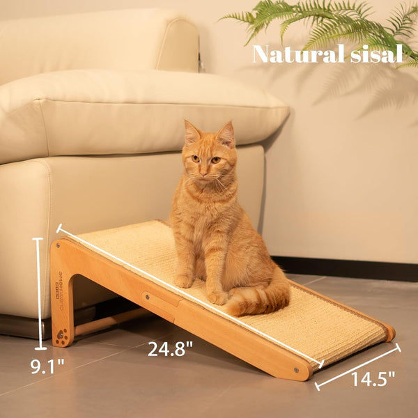 CHEERHOME PETS Sisal Cat Scratcher Ramp for Indoor Cats, 24.8" L Shape Cat Scratching Post Climbing Vertical Cat Scratch Pad, Solid Wooden Cat Furniture(Standard)2