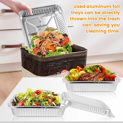 40 Pack 8X8 Inch Aluminum Pans with Clear Plastic Lids - Square Baking Cake Pans - Foil Pans with Lids - Disposable Food Containers Great for Cooking, Heating, Storing, Prepping Food3