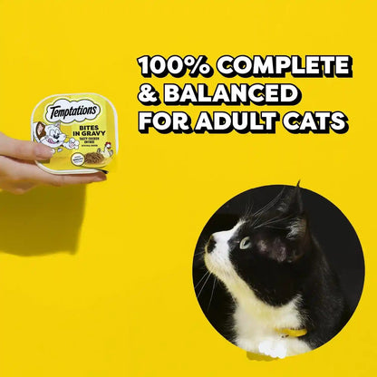 Temptations Bites in Gravy Wet Cat Food, Variety Pack, 3.5 Oz, 36 Count | Chicken, Seafood Medley, Backyard Cookout, Catnip Fever, No Artificial Flavors, 3.5 Oz. Trays, 100% Complete & Balanced2
