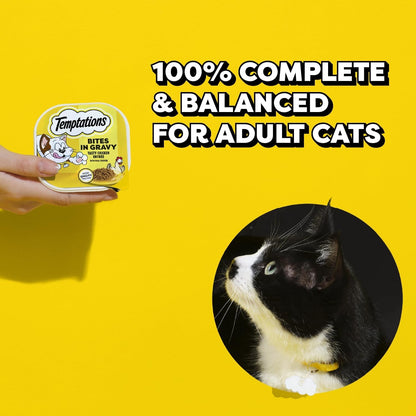 Temptations Bites in Gravy Wet Cat Food, Variety Pack, 3.5 Oz, 36 Count | Chicken, Seafood Medley, Backyard Cookout, Catnip Fever, No Artificial Flavors, 3.5 Oz. Trays, 100% Complete & Balanced2