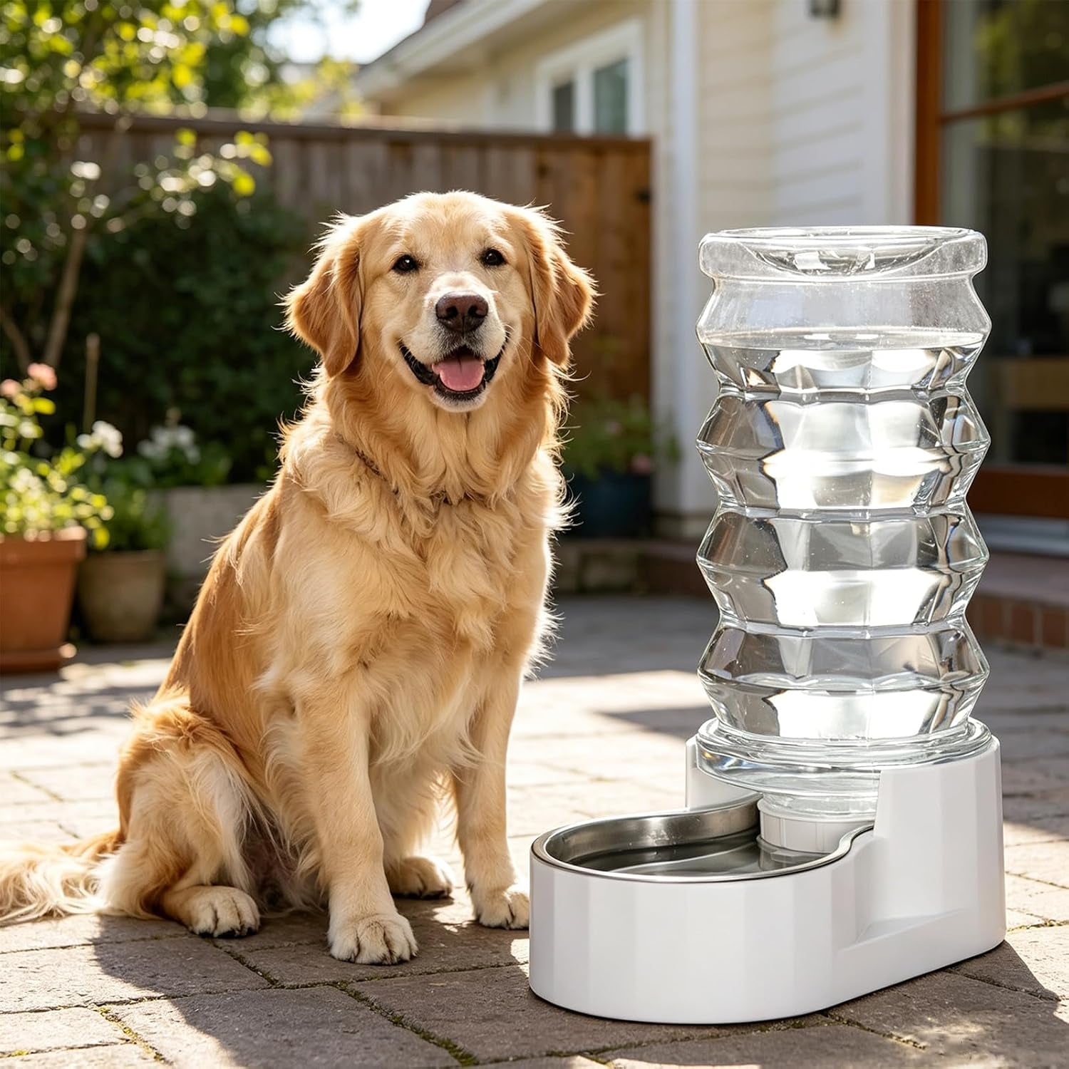 rizzari-8l-gravity-dog-water-dispenser-stainless-steel-bowl-anti-splash-wide-mouth-easy-cleaning-dishwasher-safe-no-electricity-needed-filtered-fresh-water-multi-pet-homes