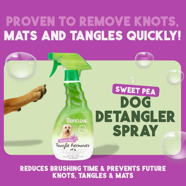 Tropiclean Sweet Pea Cat & Dog Detangler Spray Dematting | Dog Conditioner Spray Derived from Natural Ingredients | Made in the USA | 16 Oz. | Dematting Spray | Sweet Refreshing Scent | for Doodles & All Coat Types | Made in USA2