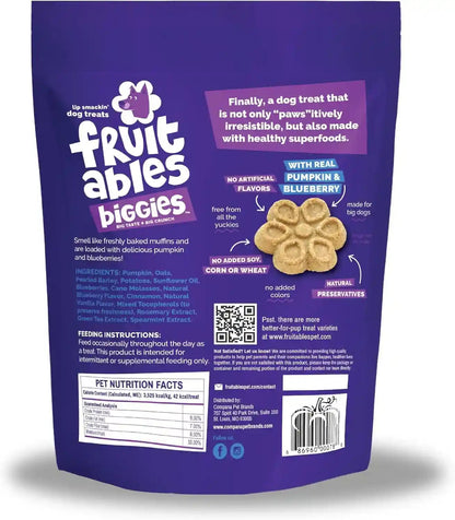 Fruitables Biggies Dog Biscuits, Healthy Treats for Dogs, Doggie Biscuits, Crunchy Pumpkin Treats, Made without Wheat, Corn and Soy, Made in the USA, Pumpkin and Blueberry Flavor, 16Oz11