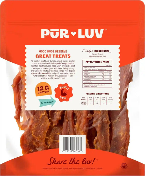Pur Luv Chicken Jerky Dog Treats, Made with 100% Real Chicken Breast, 16 Ounces, Healthy, Easily Digestible, Long-Lasting, High Protein, Satisfies Dog'S Urge to Chew8