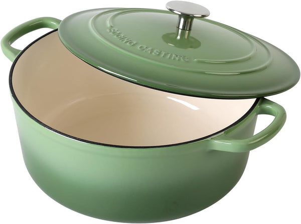 Enameled Cast Iron Dutch Oven Pot with Lid, 5.5 Quart, for Bread Baking, Cooking, Pistachio Green4