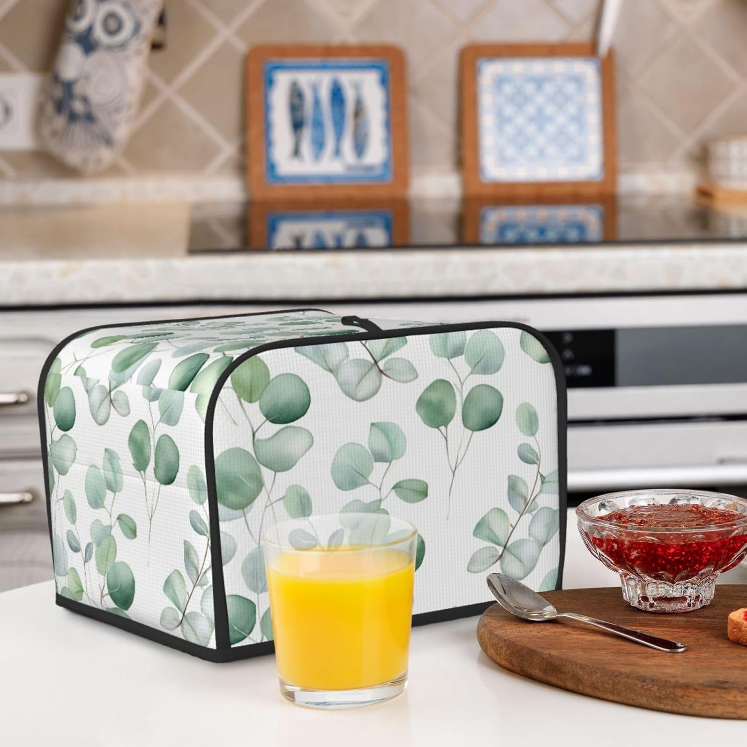 toaster-cover-4-slice-green-eucalyptus-leaves-toaster-cover-waterproof-kitchen-small-appliance-covers-microwave-oven-dust-proof-bread-cover-women-gift