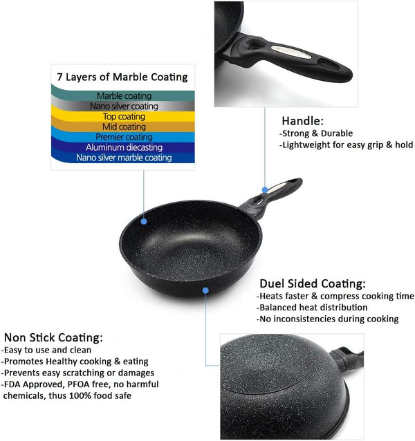 Marble Coated Cast Aluminum Non Stick Frying Wok (30Cm / 12 Inch)3