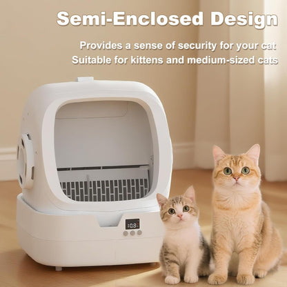 Mintakawa Automatic Cat Litter Box Self Cleaning - APP Control and Weight Monitoring - Ultra-Quiet, Suitable for Medium Cats and Kittens, Safe Anti-Pinch Litter Box (Assembly Required) - White2