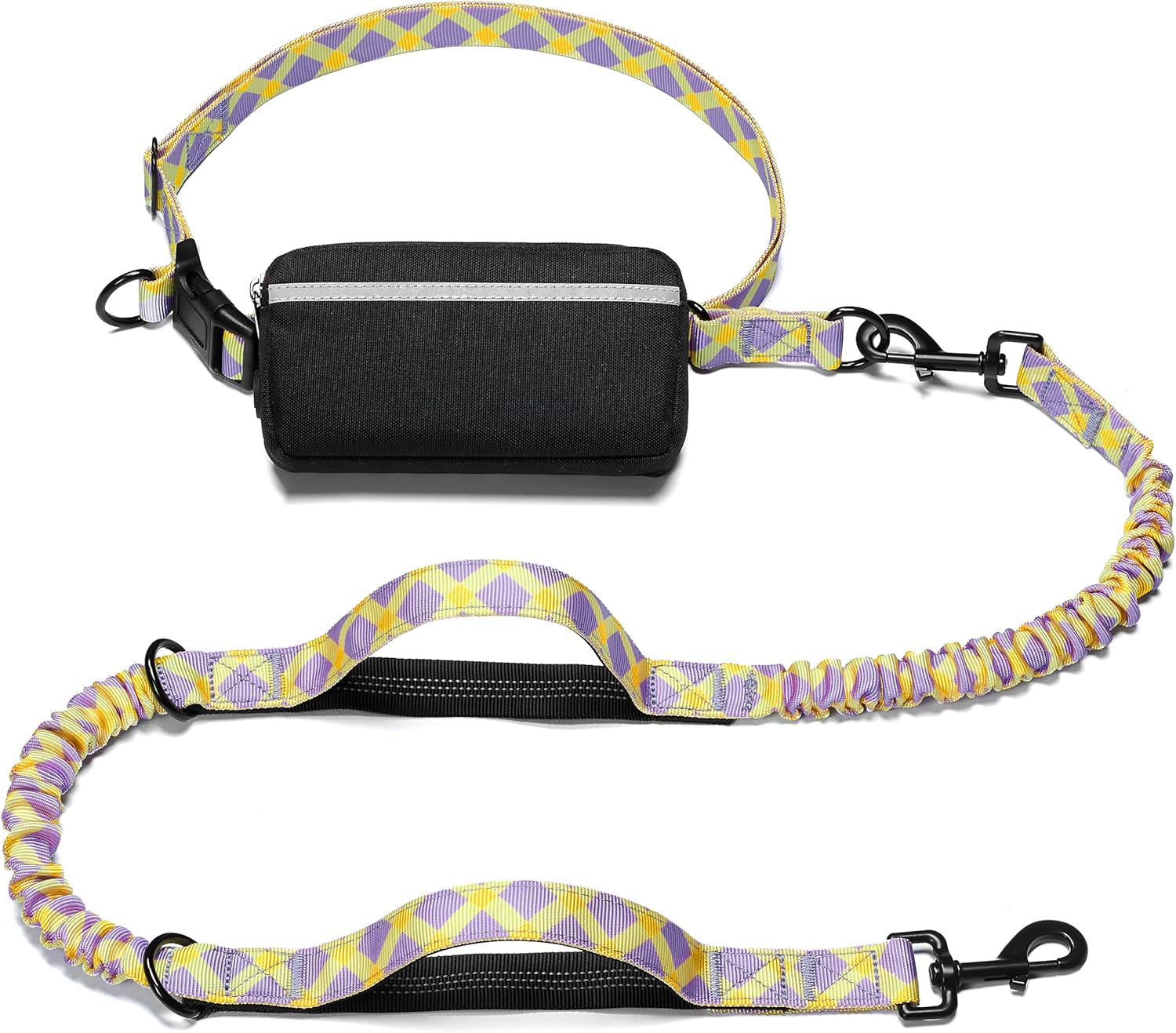 iyoshop-hands-free-dog-leash-with-zipper-pouch-dual-padded-handles-and-durable-bungee-for-walking-jogging-and-running-your-dog-large-25-120-lbs-black