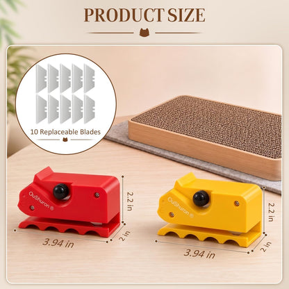 2PCS Cardboard Cutter for Cat Scratchers, DIY Cardboard Strip Cutter with 10 Spare Precision Blades for Custom Cat Beds, Furniture & Scratch Pads (Red & Yellow)7