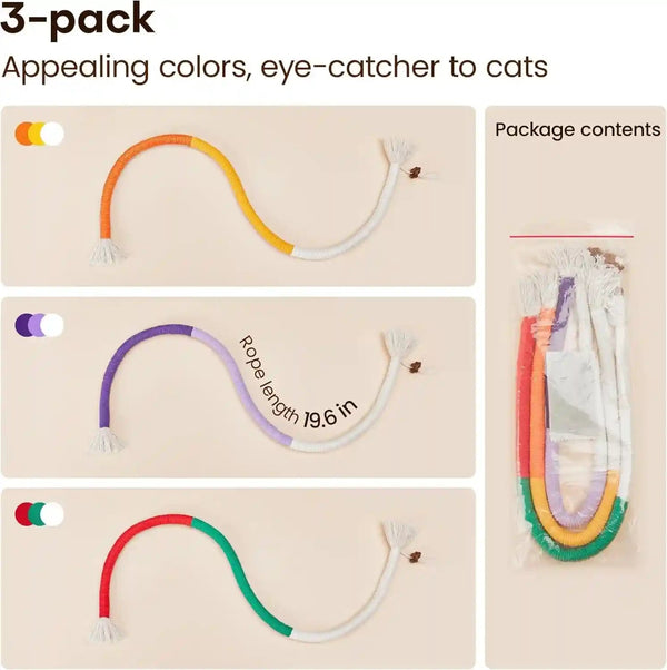 Potaroma Cat Toys Chew Ropes 3Pcs with Refillable Natural Catnip, Safe Teeth Cleaning Toy for Indoor Kittens, Interactive Cat Nip Kitty Toys for All Breeds 19.5 Inches | Safe Teeth Cleaning & Teething for Indoor Kittens, Interactive Cat Nip Kitty Toys for All Breeds 19.5 Inches6